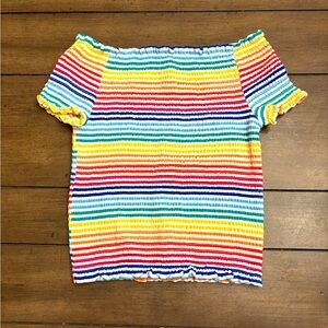 Beautees Multicolor Striped Smocked Top